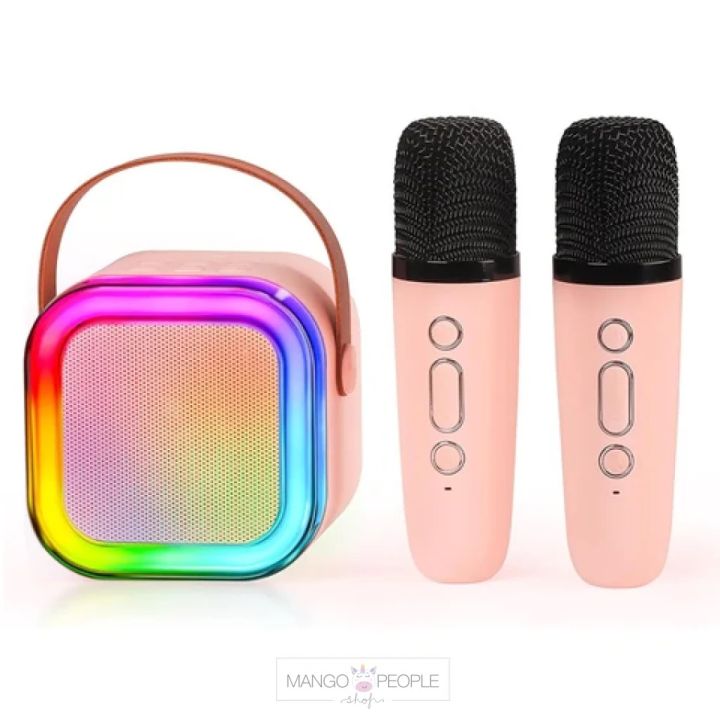 K12 Mini Outdoor Karaoke Bluetooth Speaker Portable Microphone Audio With double wheat Microphone Home Karaoke Speaker multifunctional AUX/TF Card/u disk/TYPE-C