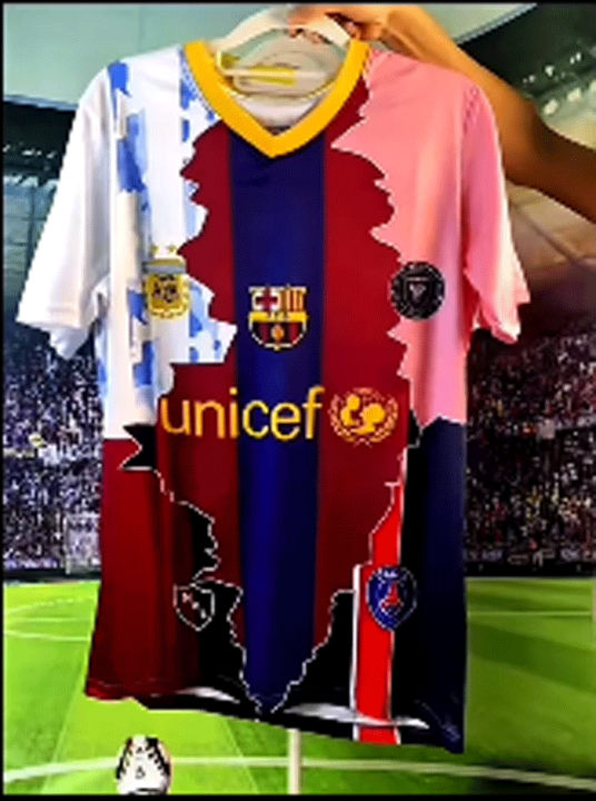 Lionel Messi All Club Football Logo Jersey T shirt