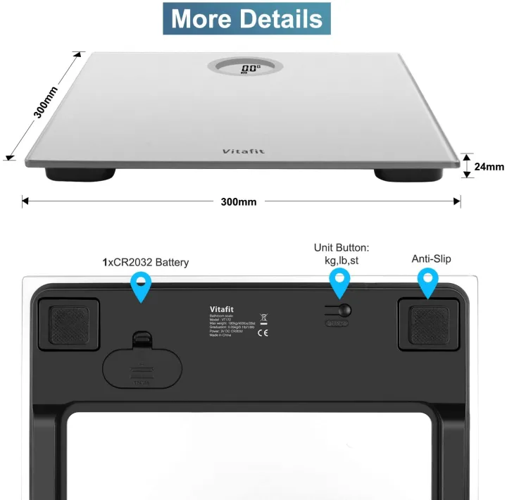 Vitafit%20Digital%20Bathroom%20Scales%20Weighing%20Scales%20with%20Step-On%20Technology,%20LCD%20Display(Stone/kgs/lbs),Tempered%20Glass%20Silver%20-%20Image%204