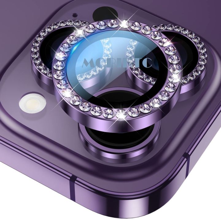 Premium Diamond Camera Lens Protector for iPhone 14 Pro Max & iPhone 14 Pro - Ultimate Protection and Style Deep Purple