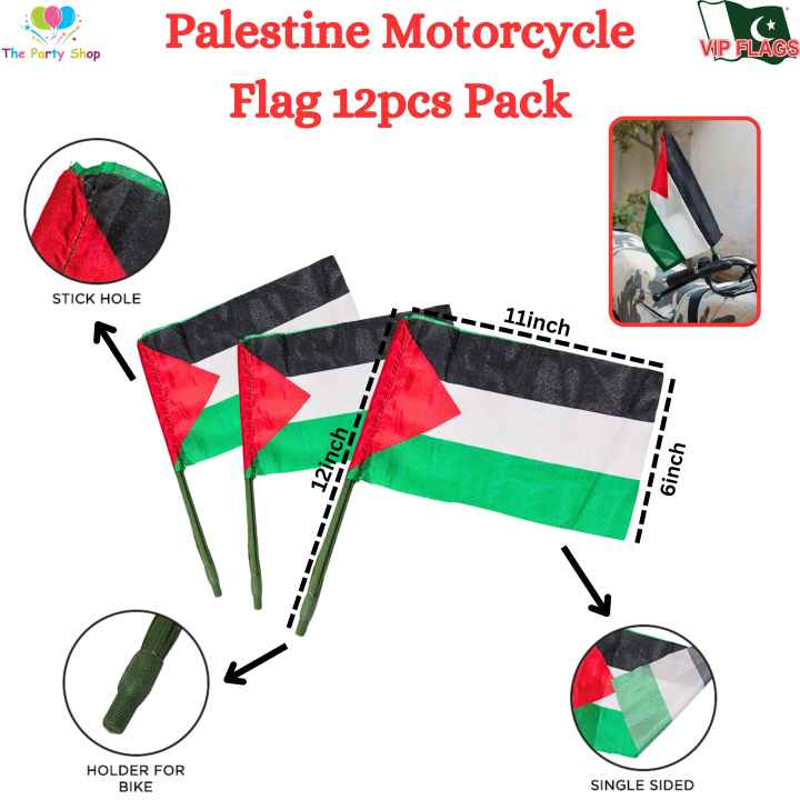Palestine Flag For Motorcycle - Pack of 12 pcs
