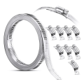 3.5M Hose Clamp Strap with 8 Fasteners Worm Clamp Adjustable 304 Stainless Steel Worm Gear Pipe Ducting Hose Clamp. 