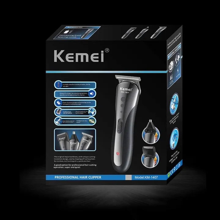 Hair%20Clipper,%20Electric%20Shaver,%20Razor,%20Nose%20Hair%20Trimmer,%204%20in%201%20Cord%20-%20less%20Km-1407%20-%20Image%204