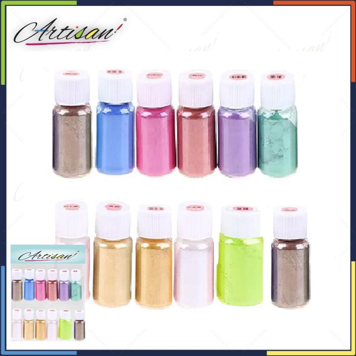 Artisan Pack of 12 - Mica Powder Pigments, Epoxy Resin Powder Pigments, Glittered Color Pigments For Jewelry Making