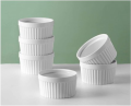 Ceramic Ramekins Souffle Dishes, Ramekins - 8 Ounce for Souffle, Creme Brulee and Dipping Sauces - Set of 6, Baking, Serving, Oven Safe, White. 