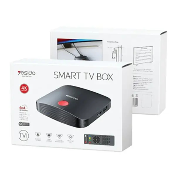 4k Smart Android TV, Yesido TV11 Smart android TV Box-Em 6 in 1 hd IPTV Android 12.0 support dual band, Netflix, Amazon Prime, Spolify and many tv app supported