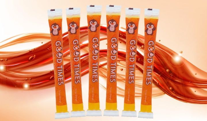 Pack Of 12 Mouthwatering Ice Pops Flavor Tangy Orange, Ice Lolly Popsicle Candy By Good Times Ice Pops