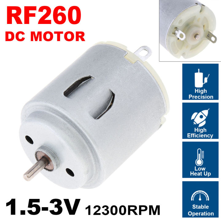 R260 DC Motor 1.5 - 3V 12300RPM Dumper Micromotor Electric Small Motor with Brush for DIY Model Household Appliances