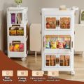 3 Levels Kitchen Trolley with Handles, Multi-Purpose Trolley with Locking Wheels. 