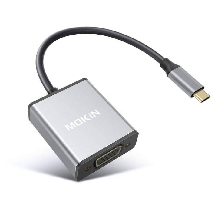 MOKiN  USB C to VGA Adapter,Thunderbolt 3 USB C(Type C) to VGA Adapter Male to Female Converter for MacBook Pro 2018/2017, iPad Pro, Samsung Galaxy S9/S8, Lenovo 900,D ell XPS 13,HP Spectre x2 Surface Go and More Newest Updated Version (Space Gray)