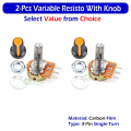 2-Pcs 3-Pin Single Turn 2k 5k 10k 20k 50k 100k 250k Ohm Volume Type Variable Resistor with Knob Cover By Electrica. 