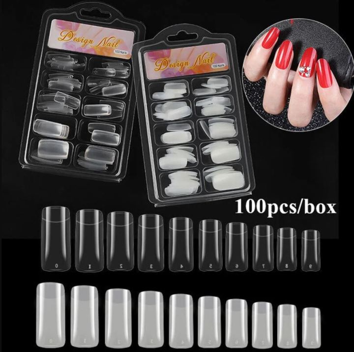 Transparent Nails Box Of 100 Nail Tips Best Plastic Quality With Dramatic Effect