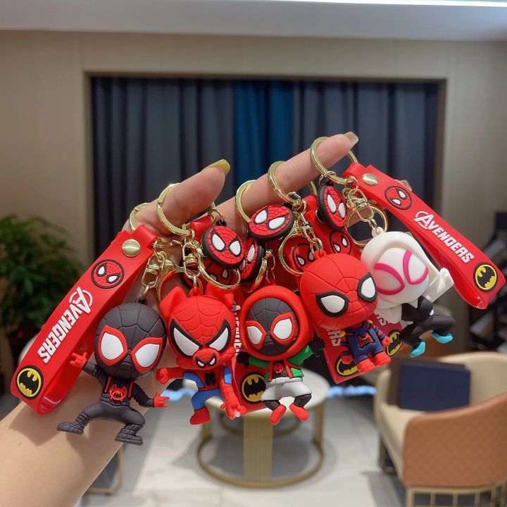 Marvel Anime Figures Parallel Universes Spiderman Gwen Ham PVC Doll Keychain Bag Key Ring Accessories Kids Toys Birthday GiftsBasketball
