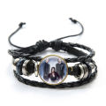 【EmotionaE】The Vampire Diaries Leather Bracelet TV Series Elena Stefan Characters Glass Dome Bracelets Handmade Jewelry Gifts for Men Women. 