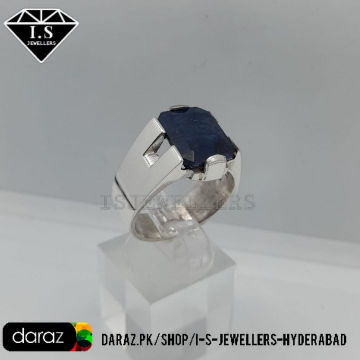 Genuine Blue Neelam Emerald Cut Neelam Ring 925 Sterling Silver – Astrology Approved Neelum Stone, Engagement & Wedding Jewelry for Men & Women, Luxury Design