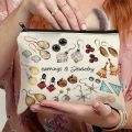 2025 New 1  Pieces Earrings and Jewelry Canvas Zipper Bag  -  Durable 、 Fade-resistant Travel Toiletry Bag ， Suitable for makeup and daily essentials ， Beige with black zipper ， Perfect gift for bridesmaids ， Hand Wash Care ， Makeup storage bag  | Decorat. 