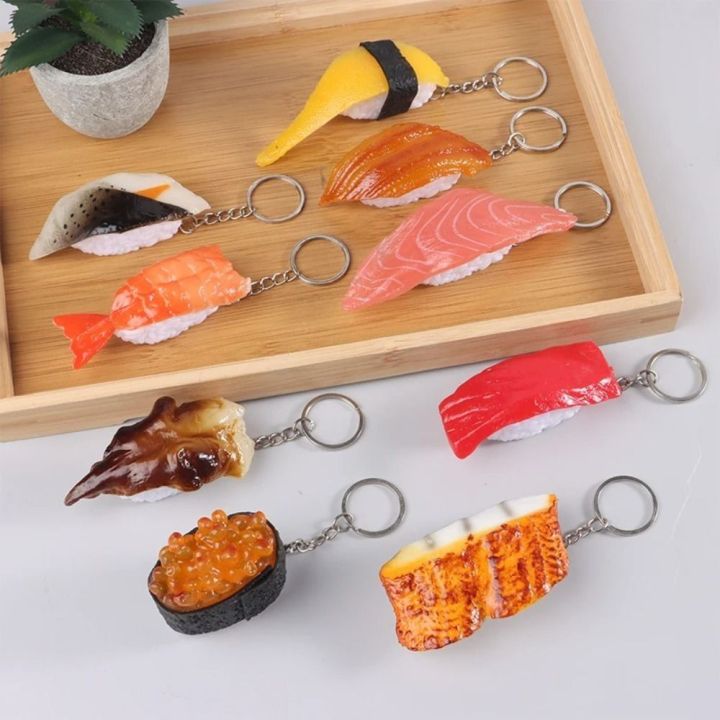 Japanese Food Keychains Unique Japanese Style Simulation Food Key Chain Sea urchin Salmon Fake ...