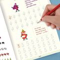 Sank Magic Practice Copybook, (4 Book + 10 Refill+ 1 Pen) Number Tracing Book for Preschoolers with Pen, Magic Calligraphy Copybook Set Practical Reusable Writing Tool Simple Hand Lettering. 