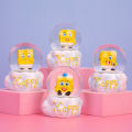 Creative cartoon strawberry bear glow crystal ball snow glass ball resin night light snow ornament lighting gifts. 