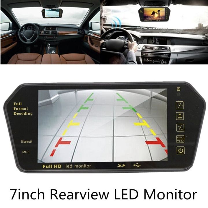 Car%207%20Inch%20Bluetooth%20Tft%20Lcd%20Color%20Mirror%20Mp5%20Player%20Video%20Monitor%20Display%20Car%20Rear%20View%20Mirror%20With%20Reversing%20Camera%20-%20Image%202