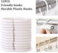 plastic curtains for bathroom Waterproof Shower Curtain With 12 Rings For Bathroom Toilet- Multi Color. 