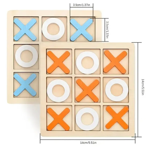 Wooden Tic Tac Toe Game XO Wood Board Game Classic Mini Tabletop Game Set for Boys Girls Educational Games Toy Goody Bag Filler Birthday Party Gaming Gift Puzzle Toys - Orange and White