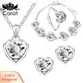 Pendant Necklace Set Bright Color Elegant Lady Love Necklace Earrings Bracelet Ring. 