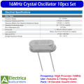 10Pcs 16MHz Crystal Oscillator Quartz Resonator High Precision Frequency Component for Arduino Microcontroller Electronic Circuit Timing Projects by Electrica. 