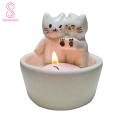 Cartoon Kitten Candle Holder Adorable Cartoon Cat Candle Holder Perfect Desktop Decoration for Christmas Birthdays Ideal Gift for Living Room Kitchen Bathroom Resin Material with Warming Paws Design. 