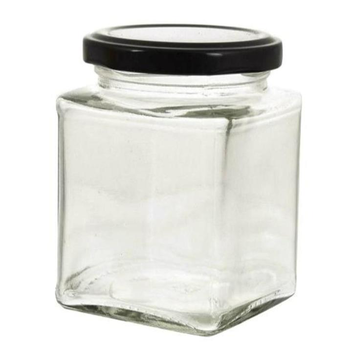 Set of 6 Glass Jars 500ml Square Shape for Spices Honey Food Storage