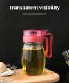 600ml Oil drum glass household oil storage tank large vegetable oil bottle edible oil kitchen transparent device puts oil pot. 