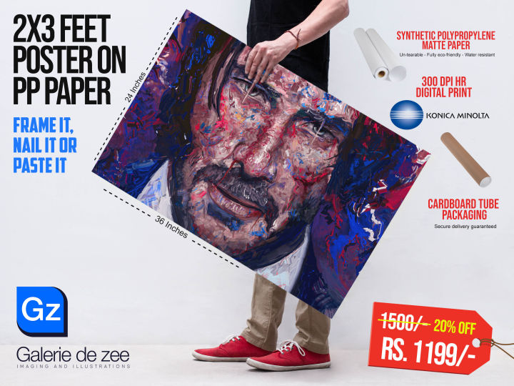 JOHN WICK 24x36 Inches Poster on Synthetic PP (Polypropylene) Un-tearable, Fully Eco-Friendly, Water Resistant Paper with Konica Minolta Digital Printing (Unframed)