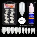 100pcs Almond Shape Nails, With Nail Glue For Girls, Artificial Nails, Beautiful Fancy Nails Fake Nails With Nail Glue, Acrylic Nails Nails Kit 100pcs Set Transparent & Natural Falsee Nail. 