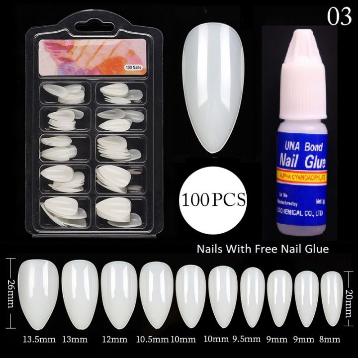 100pcs%20Almond%20Shape%20Nails,%20With%20Nail%20Glue%20For%20Girls,%20Artificial%20Nails,%20Beautiful%20Fancy%20Nails%20Fake%20Nails%20With%20Nail%20Glue,%20Acrylic%20Nails%20Nails%20Kit%20100pcs%20Set%20Transparent%20&%20Natural%20Falsee%20Nail%20-%20Image%202