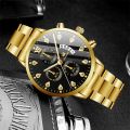 Fashion Men’s Stainless Steel Watches Dummy Three Eyes Six Pin Luxury Quartz Wristwatch Calendar Clock Men Business Casual Watch. 