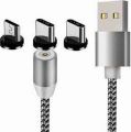 Magnetic Charging Cable Micro USB, Type C, Lighting iPhone Nylon Braided 1M-fast Magnetic charging Cable 3A Fast Charging Micro USB Type C Cable Magnetic Charger Cable-Original Magnetic Fast Charging Cable 3in 1 - Micro USB Android - Type C - Braided LED. 