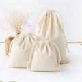 10X12/14X16/19X24/25X32cm White Drawstring Pouches Gift Blank Bags For DIY Cotton Hemp Bags Jewelry Display Packaging Storage. 