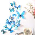 Pack of 12 Pcs IMPORTED  3D Effect PVC Shiny Butterflies With Double Tape for Kids Room Office, Kitchen, Fridge, Cupboards, Decoration. 
