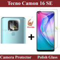 Tecno Camon 16 SE Tempered Glass Screen Protector Polish Glass + Back Camera 9H Gorilla Flexible Protector For Tecno Camon 16 SE. 