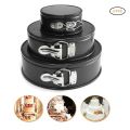 3 Pcs Set Round Shape Cake Pan Mould Teflon Non Stick Baking Can be Used in Microwave Oven Lockable Springform. 