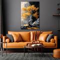 Golden Leaves Tree Unframe Wall Art Abstract Nature Poster Painting Print Living Room Wall Decor Home Decor Large Modern Landscape Poster. 