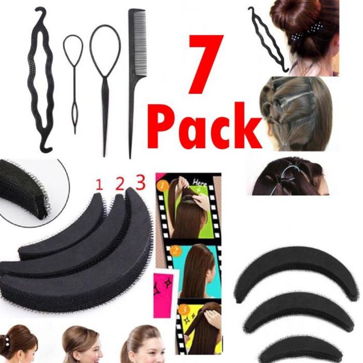 Pack of 7 Hair Tool Set 3Pcs/set Hair Pads Hair Volume Increase Puff Hair Bun Maker for women
