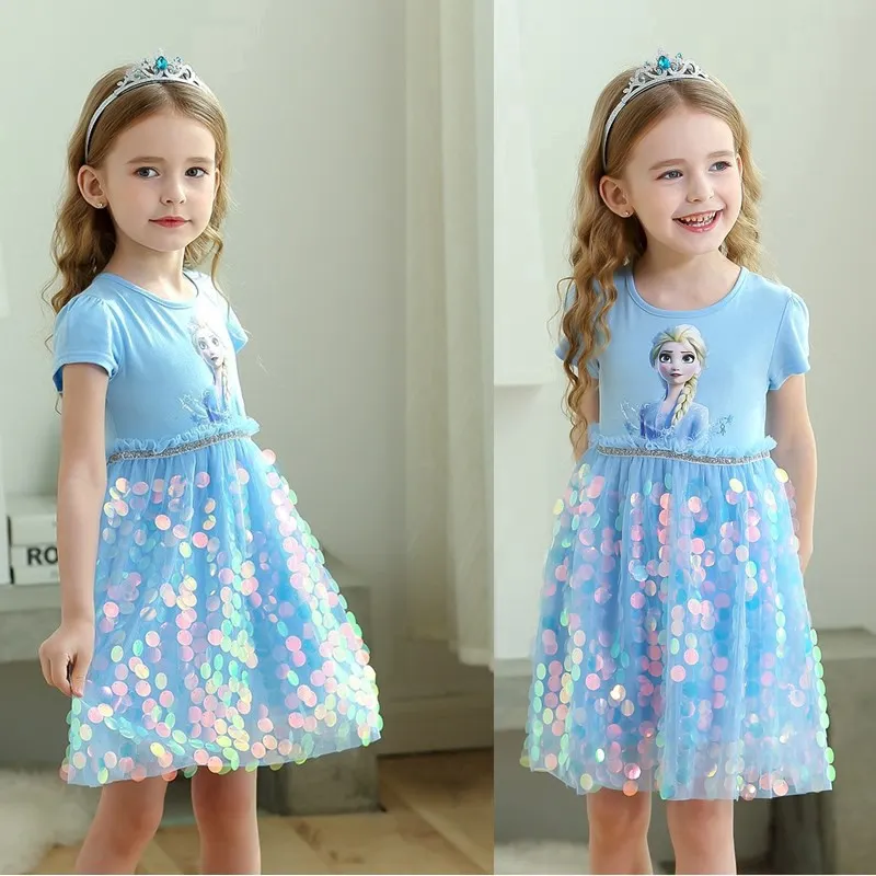 Girl s Dress Kids Elsa Baju Frozen Costume Dress Children s Elsa Princess Dress Sequined Skirt Baju Kostum Daraz.pk