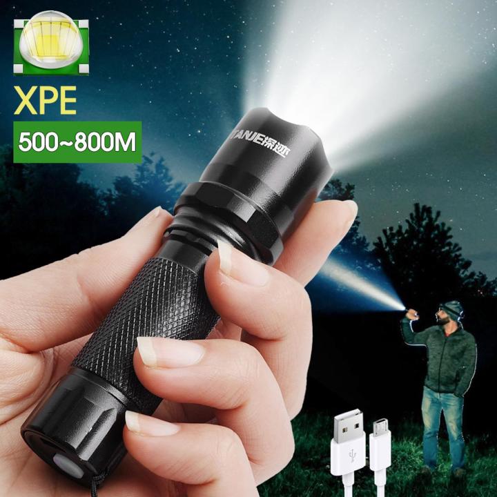Most Powerful Long Range LED Flashlight High Power Tactical USB Rechargeable Torch Strong Light Hand Lantern 1Pcs