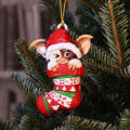 Gremlins Gizmo Fairy Light Santa Hat Hanging Christmas Figurine Ornament Decor Christmas Tree Decoration-Angelia. 