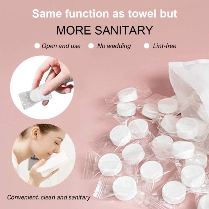 Compressed Towels Disposable Washcloths Portable Face Towels Soft Compressed Wipe Paper Tablets Compressed Magic Towels Compressed Cotton Napkins Tissues for Travel/Home/Outdoor Activities