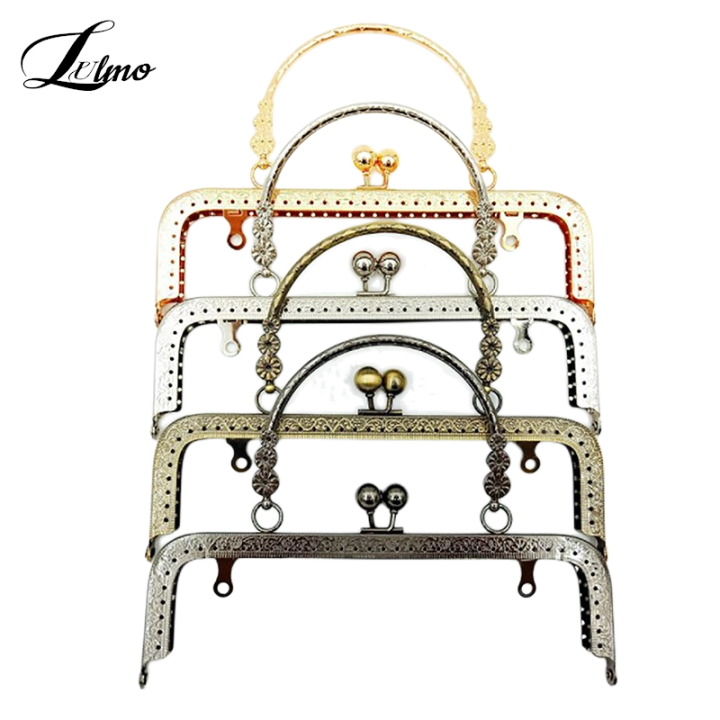 Fayshow 20CM Rectangle Embossing Beads Kiss Metal Purse Frame Clasp Sewing Lock For DIY Purse Bag Fashion Women's Clutch Bags Accessorie