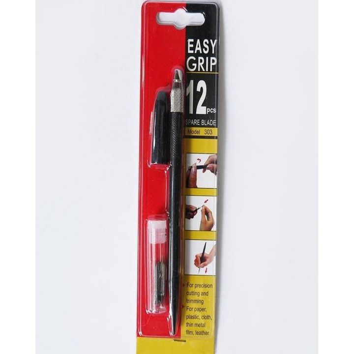 Easy Grip - Pen Cutter Pen Knife Hobby Knife for Art & Craft - Black