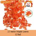 PACKIFY Pack of 6, 12 Artificial leaves plants garland green leaf bail 7ft natural look for decoration. 