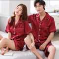 Couple Bridal and Groom Nightwear - 4 Pcs Satin Silk Hot Ladies Nighty Set. 